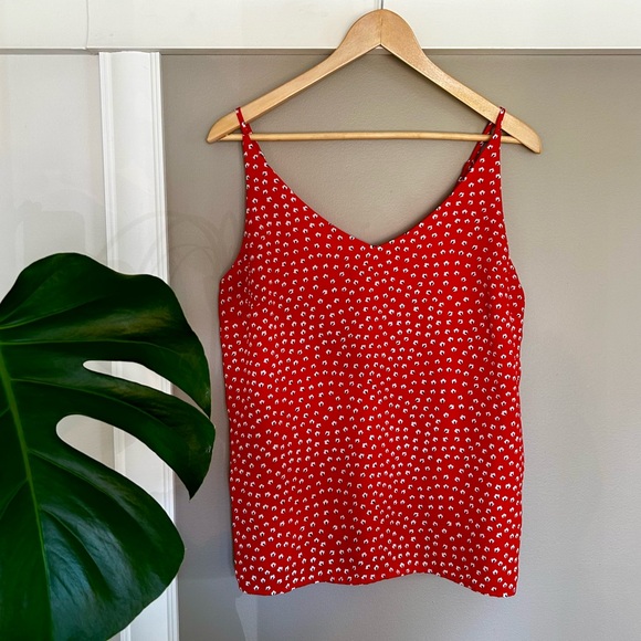 [EUC] BANANA REPUBLIC | Classic Red Floral Sleevless Blouse | Medium | Women - Picture 3 of 9